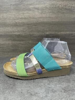 Naot Sandals Womens Size 9 (39) Blue Green Wedge Slip On